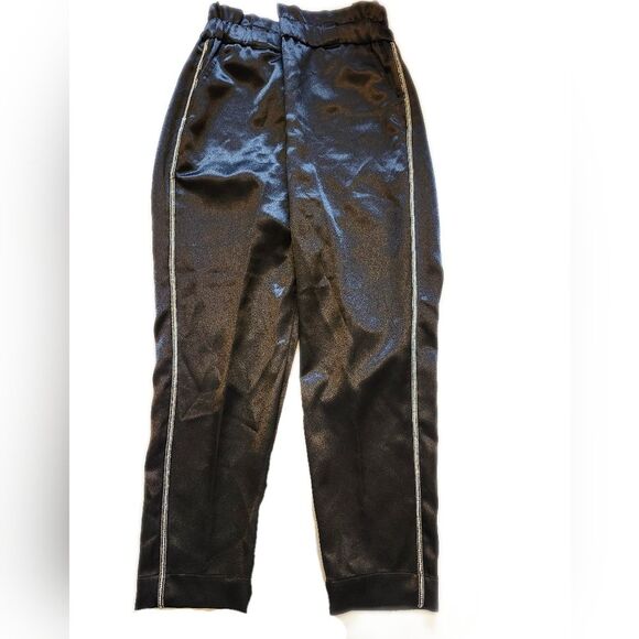 Express Extreme High Rise satin wide leg ankle length pants, sparkle seams, M - Picture 3 of 9